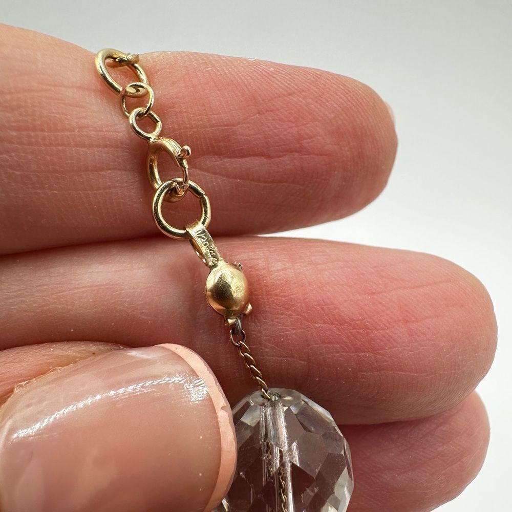 15” faceted Crystal necklace strung on a 10kt yellow gold chain! - Picture 10 of 12